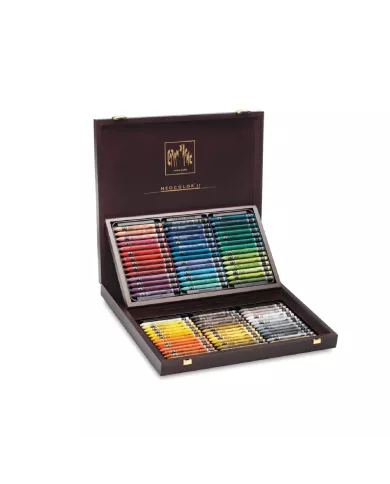 Coffret bois de craies d'art soluble à l'eau Neocolor II Caran d'Ache, assortiment de 84 pces