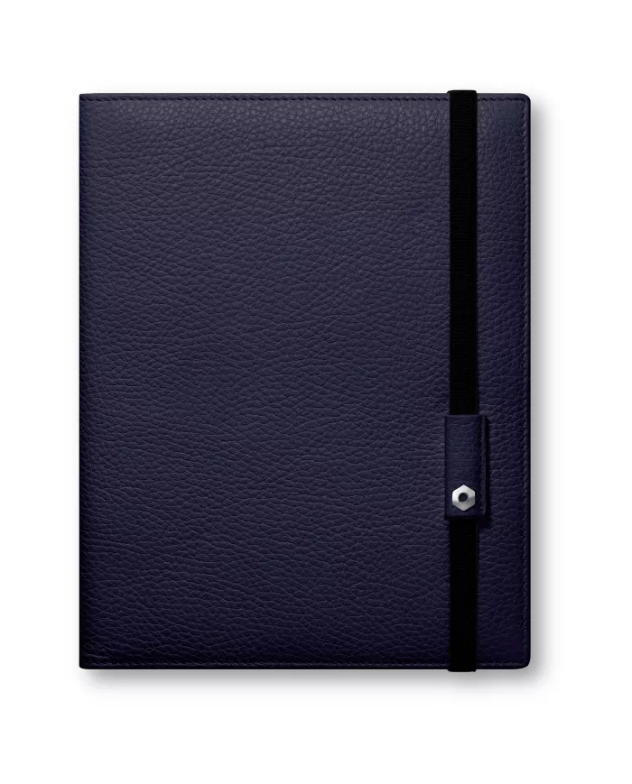 Cahier A5 Léman en cuir bleu