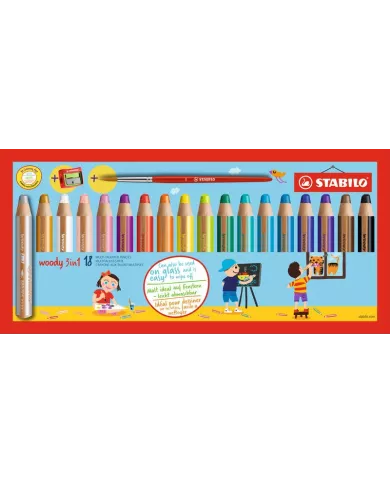 Crayon Stabilo Woody 3-1, 18 couleurs