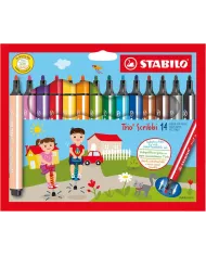 Feutre Stabilo Trio-Scribbi, 14 couleurs