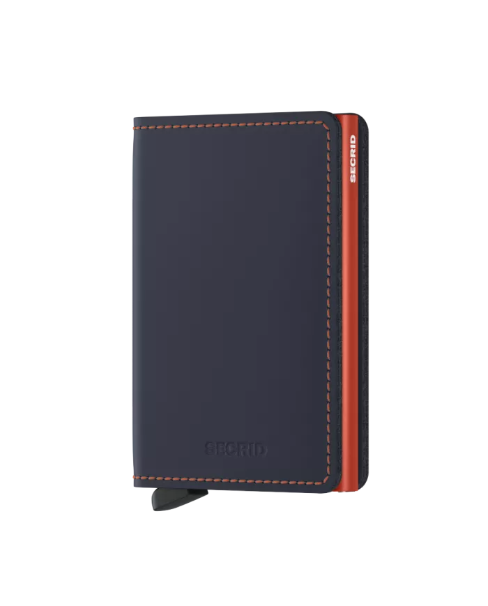 Secrid - Porte-cartes de crédit en cuir Slim nightblue & orange matte