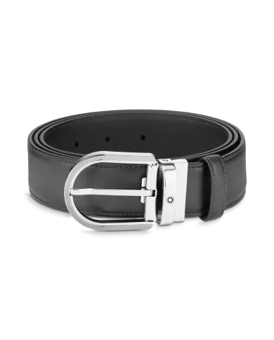 Ceinture à boucle fer à cheval de 35 mm en cuir gris