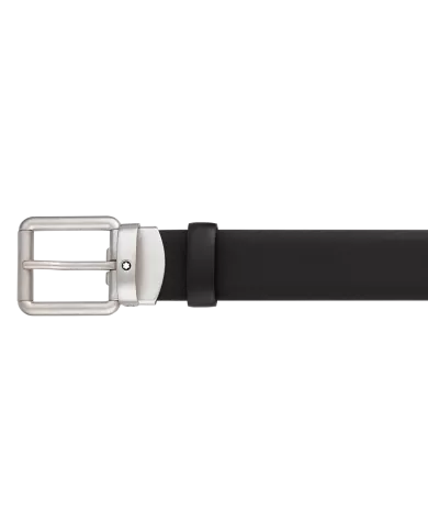 Ceinture carrée vintage en cuir noir matt
