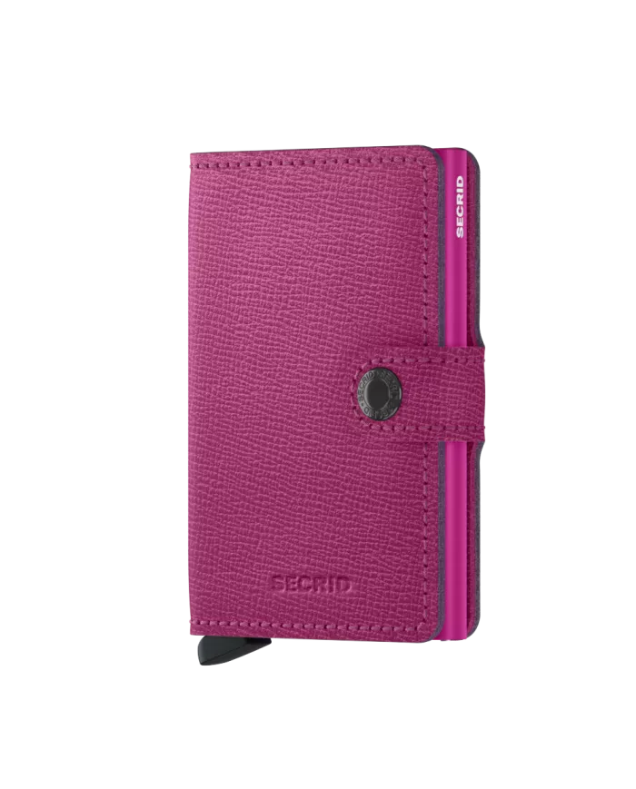 Secrid - Porte-cartes de crédit en cuir Crisple Fuchsia