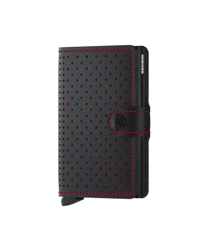 Secrid - Porte-cartes de crédit en cuir Perforated Black-Red