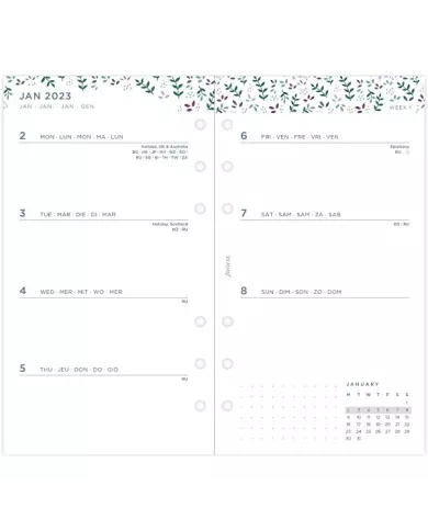 Recharge PERSONAL semaine sur 2 pages "Garden" 2026