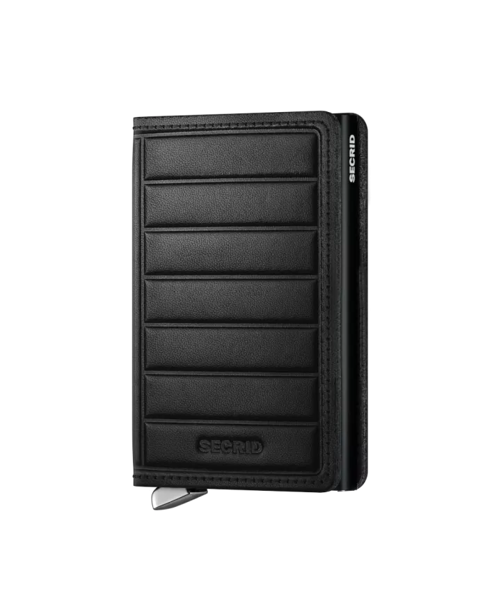 Secrid - Porte-cartes de crédit en cuir Slim EMBOSS LINES noir