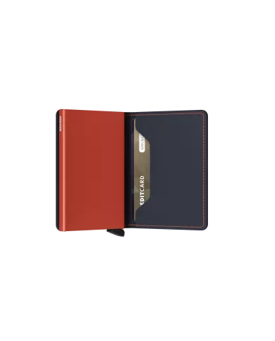 Secrid - Porte-cartes de crédit en cuir Slim nightblue & orange matte