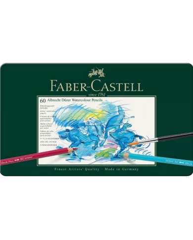 Boîte de crayons couleur aquarelle Faber-Castell, assortiment de 60 pces