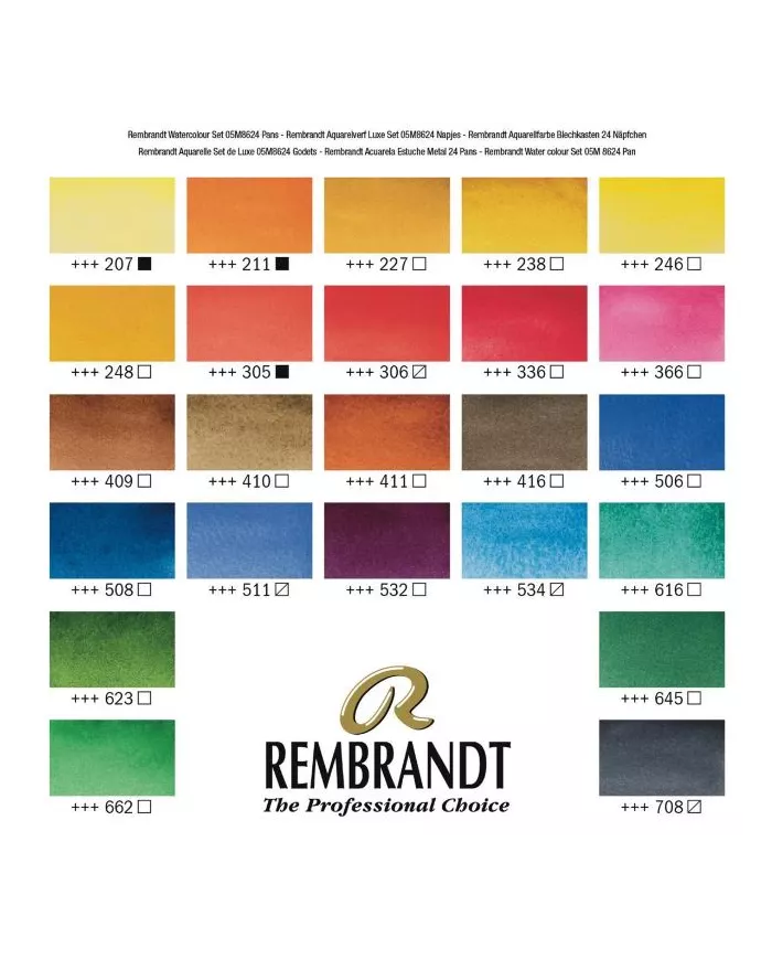 Set métal Aquarelle Rembrant | 12, 24, 36 ou 48 couleurs