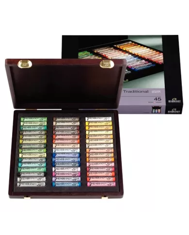 Coffret en bois Pastels tendres Sélection Paysage Traditionnel | 45 Pastels entiers