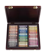 Coffret en bois Pastels tendres Sélection Portrait Traditionnel | 45 Pastels entiers