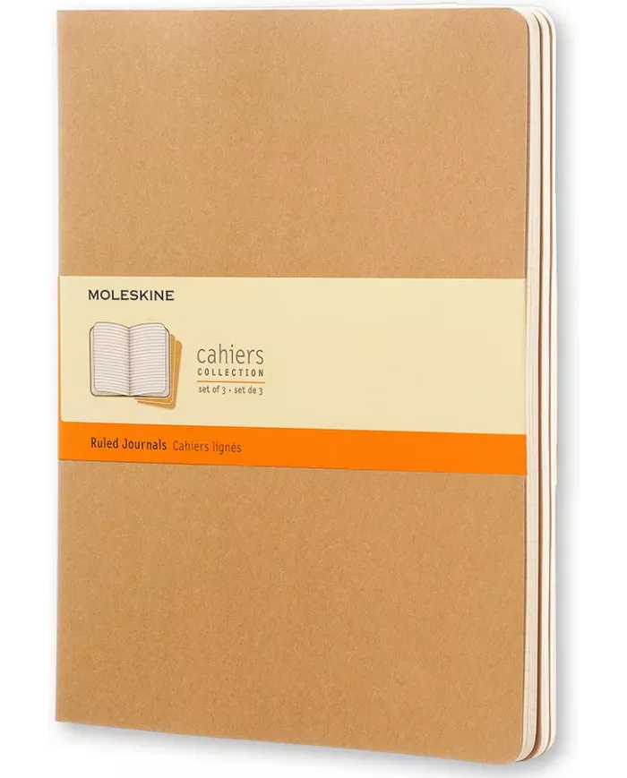 Carnet Moleskine kraft - ligné - 3 pièces