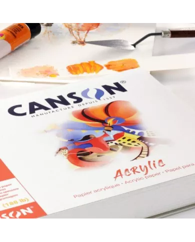 Bloc de papier Canson acrylique blanc 1 côté collé  50 feuilles 400g