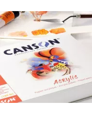 Bloc de papier Canson acrylique blanc 1 côté collé  50 feuilles 400g