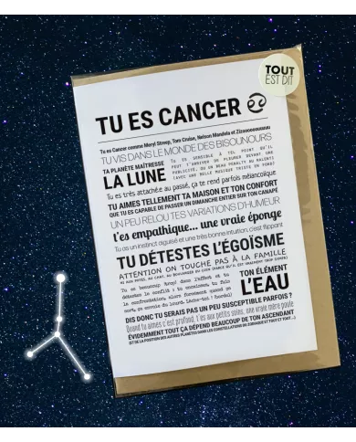 Carte Tout Est Dit "Cancer"