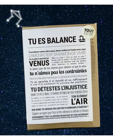 Carte Tout Est Dit "Balance"