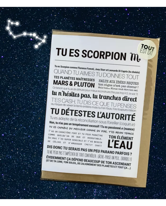 Carte Tout Est Dit "Scorpion"