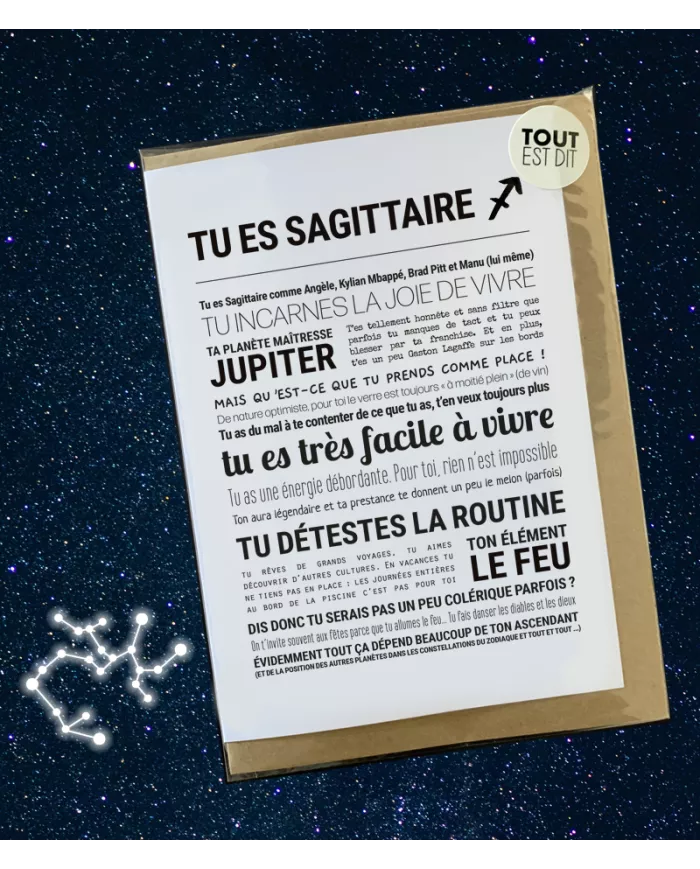 Carte Tout Est Dit "Sagitaire"