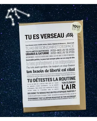 Carte Tout Est Dit "Verseau"