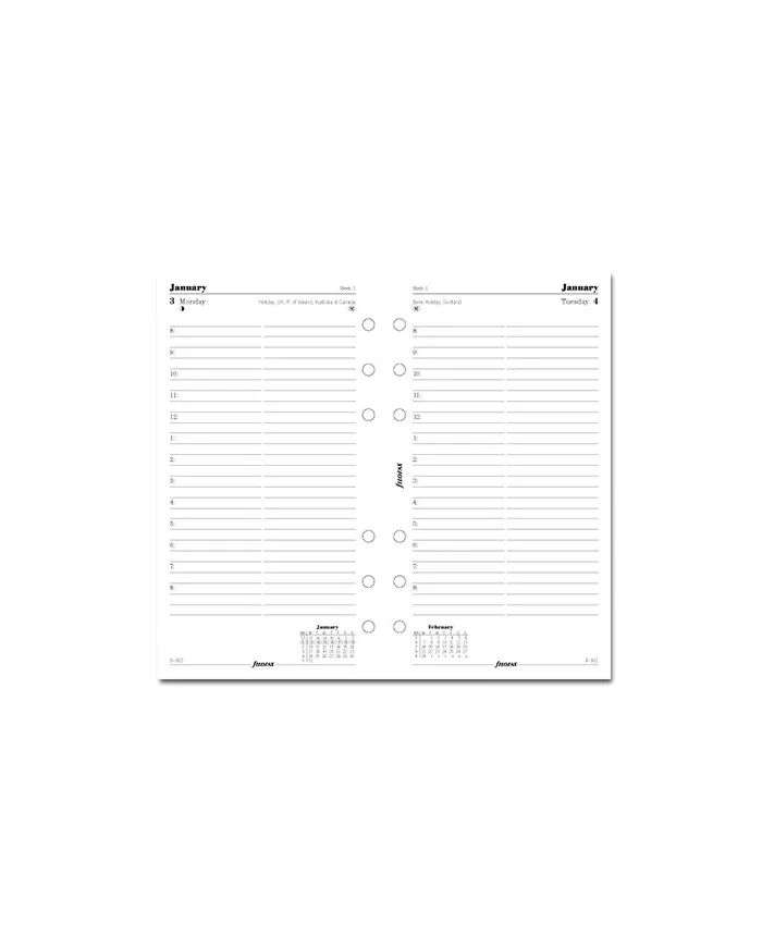 Filofax - Recharge PERSONAL 1 jour par page en anglais 2026