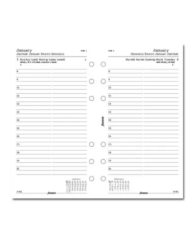 Filofax - Recharge PERSONAL 1 jour par page multi-langues 2026