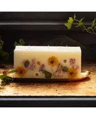 Assiette à bougie ovale brique dorée