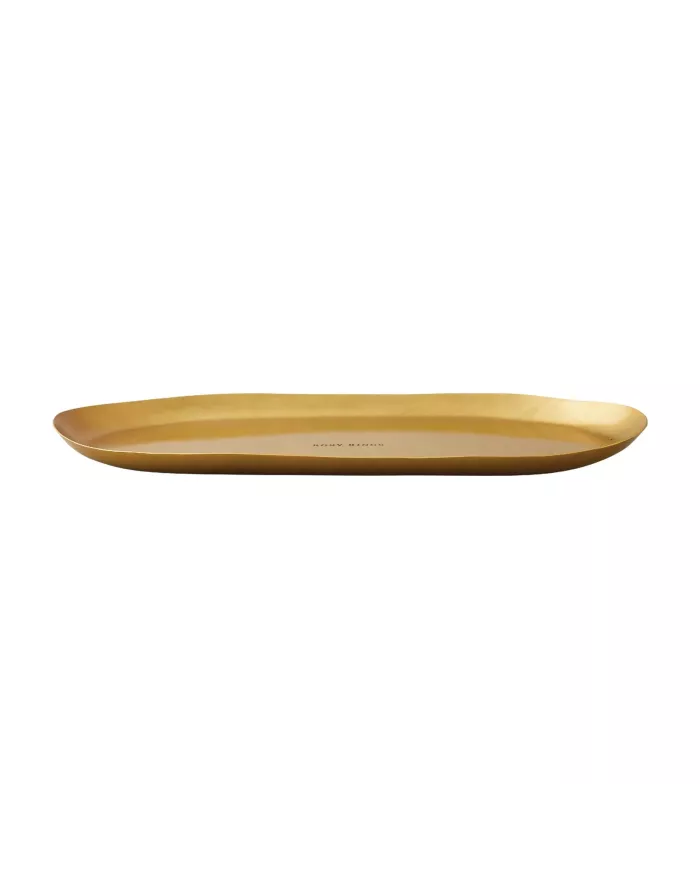 Assiette à bougie ovale brique dorée