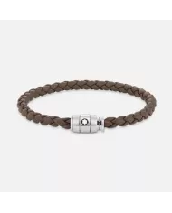 Bracelet acier 3 anneaux Collection Meisterstück en cuir bleu cendré
