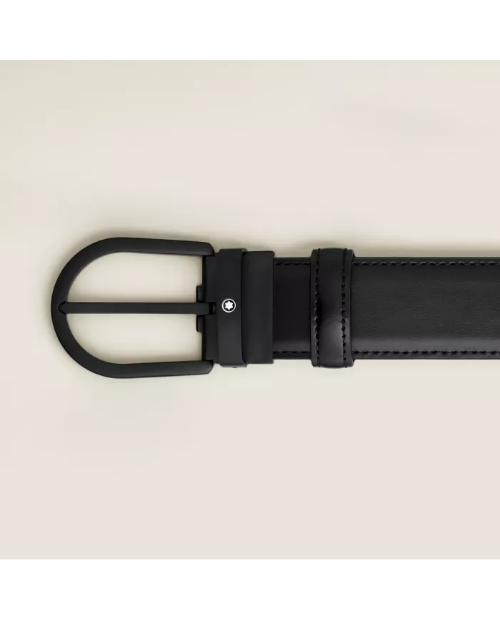 Ceinture à boucle fer à cheval de 35 mm en cuir noir