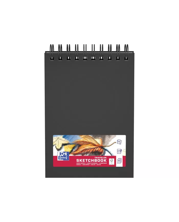 OXFORD Livre d'ésquisse A5 noir, blanco, 225g 40 feuilles