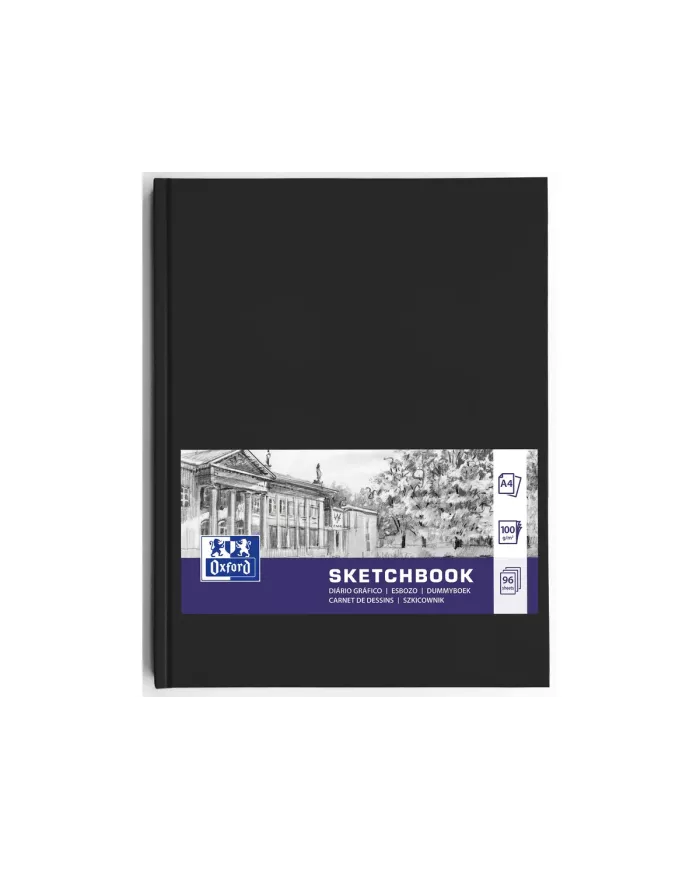 OXFORD Livre d'ésquisse A4 noir, blanco, 100g 96 feuilles