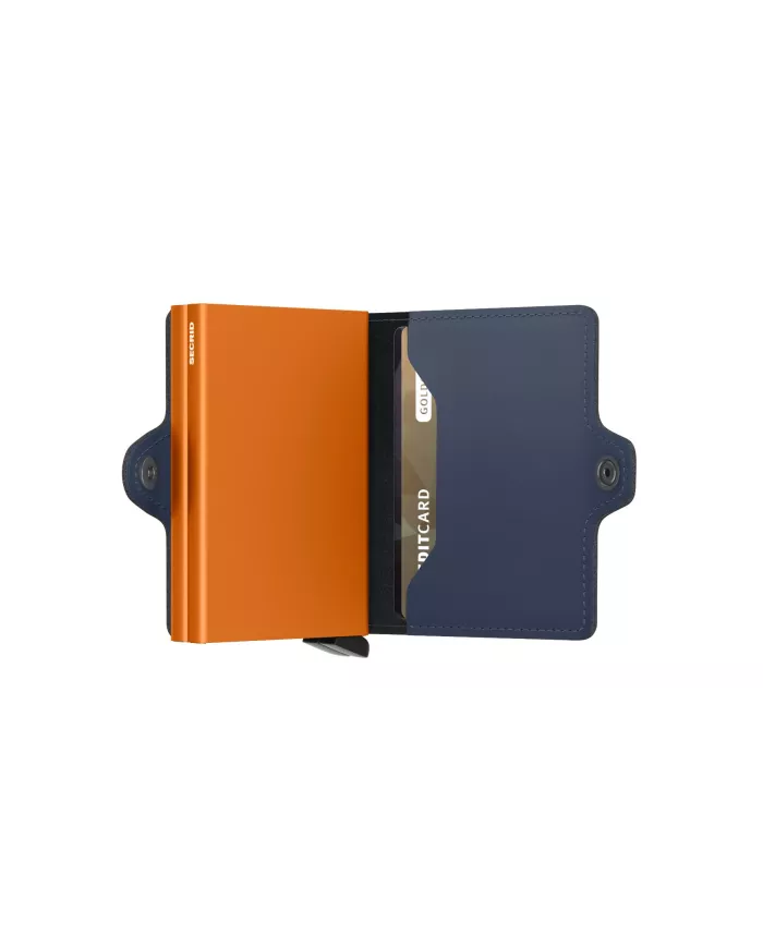 Secrid - Porte-cartes de crédit en cuir Nightblue & Orange matte