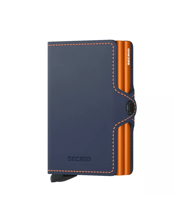 Secrid - Porte-cartes de crédit en cuir Nightblue & Orange matte