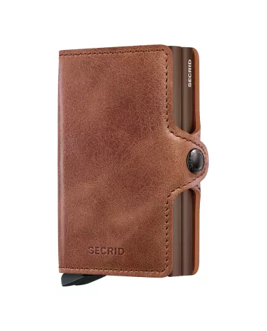 Secrid - Porte-cartes de crédit en cuir cognac-brown vintage