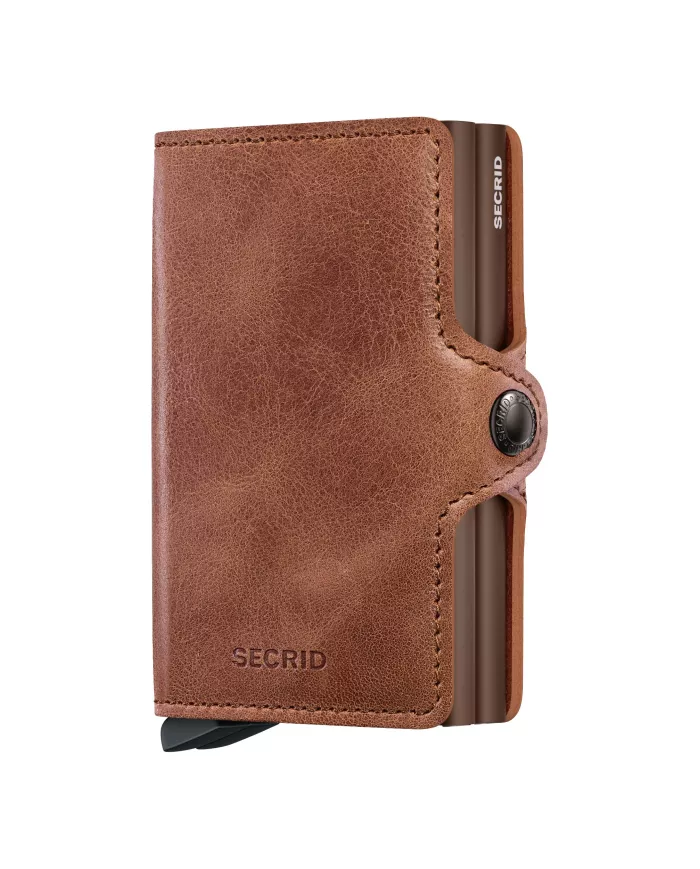 Secrid - Porte-cartes de crédit en cuir cognac-brown vintage