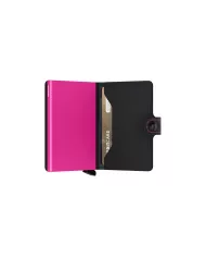 Secrid - Porte-cartes de crédit en cuir noir & fuchsia matte