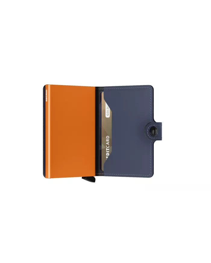 Secrid - Porte-cartes de crédit en cuir nightblue & orange matte