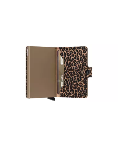 Secrid - Porte-cartes de crédit en cuir Animal Prints LEO Beige