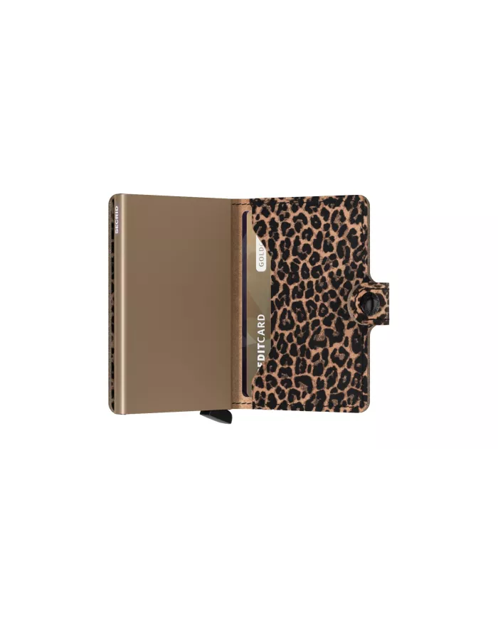 Secrid - Porte-cartes de crédit en cuir Animal Prints LEO Beige