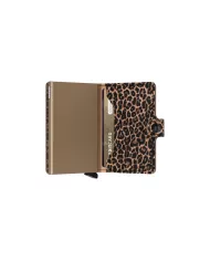 Secrid - Porte-cartes de crédit en cuir Animal Prints LEO Beige