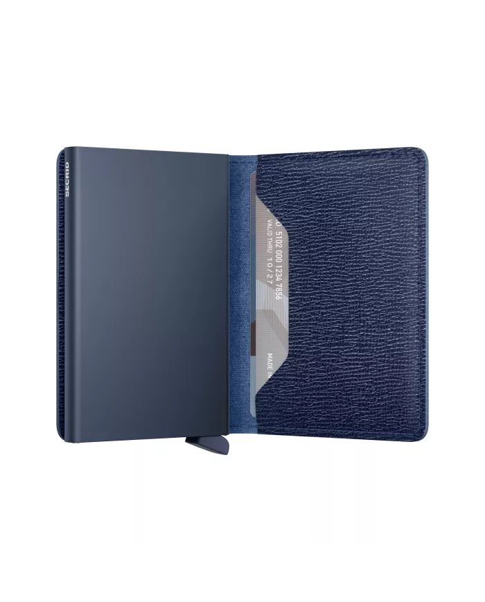 Secrid - Porte-cartes de crédit en cuir Slim Navy crisple