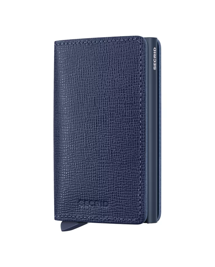 Secrid - Porte-cartes de crédit en cuir Slim Navy crisple
