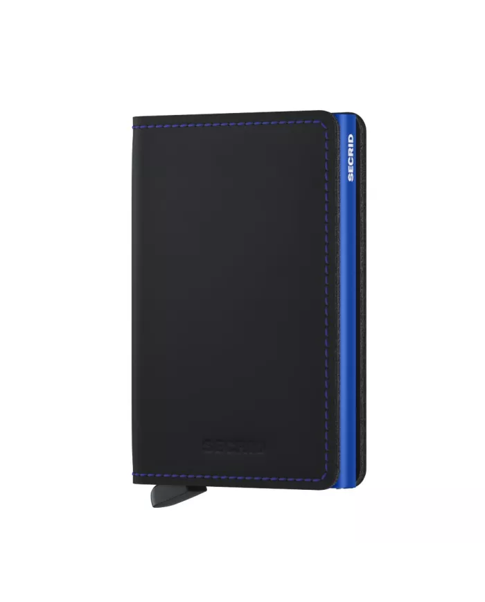 Secrid - Porte-cartes de crédit en cuir Slim Black & Blue Matte