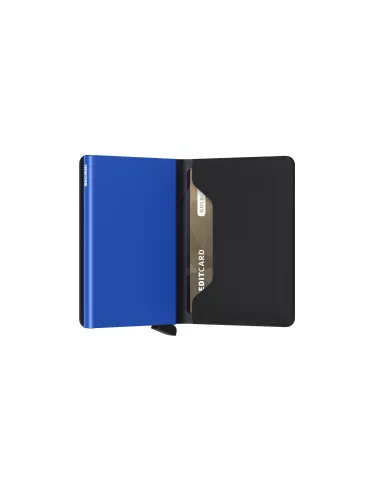 Secrid - Porte-cartes de crédit en cuir Slim Black & Blue Matte