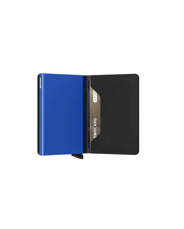 Secrid - Porte-cartes de crédit en cuir Slim Black & Blue Matte