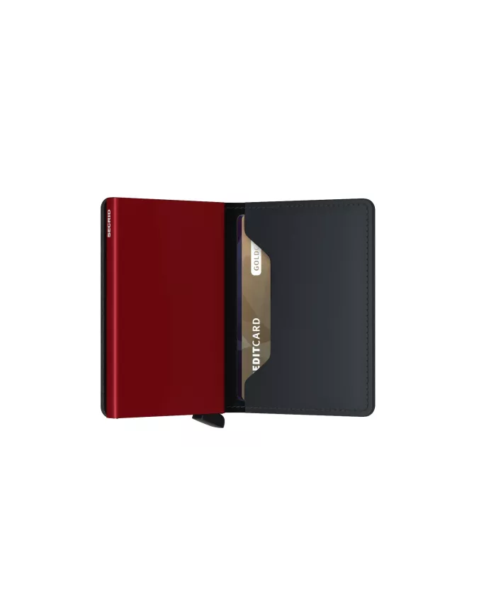 Secrid - Porte-cartes de crédit en cuir Slim Black & Red Matte