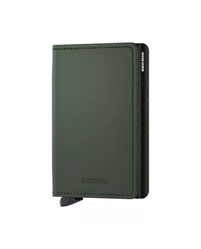 Secrid - Porte-cartes de crédit en cuir Slim Green & Black Matte