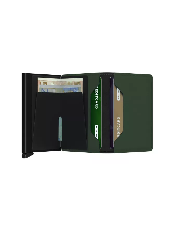 Secrid - Porte-cartes de crédit en cuir Slim Green & Black Matte