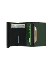 Secrid - Porte-cartes de crédit en cuir Slim Green & Black Matte